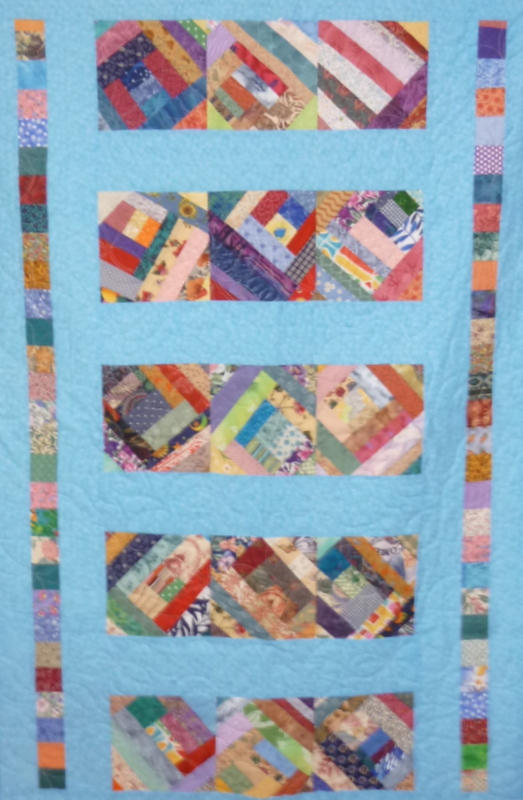 Aqua Crazy Bands SHP Quilt by Roberta Granville