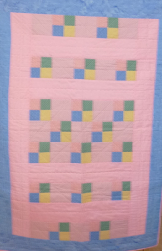 Pink 9-Sq. Bands SHP Quilt by Roberta Granville
